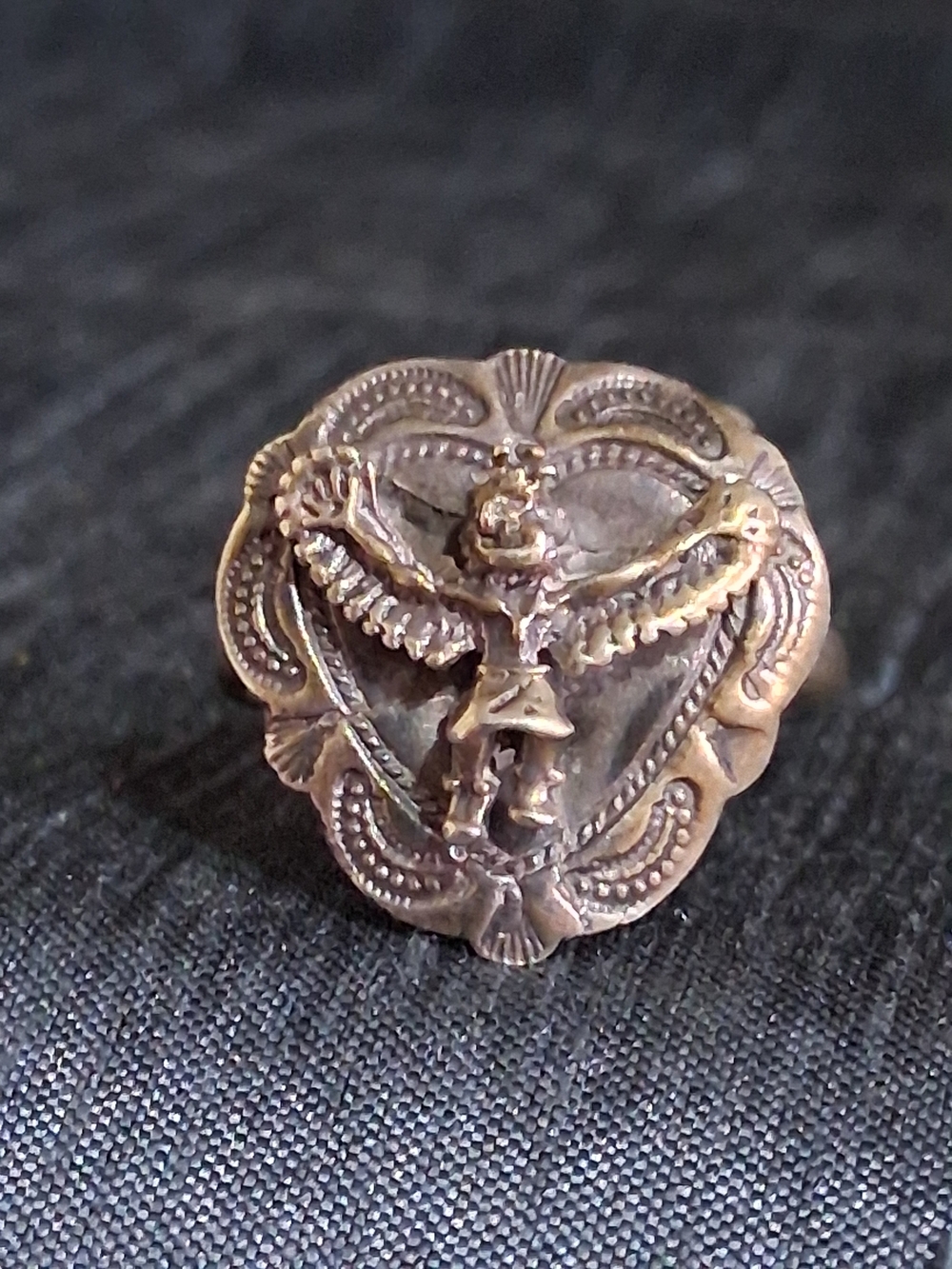 Vintage Native American Sterling Silver Eagle Dancer Kachina Ring Size 8 Heart